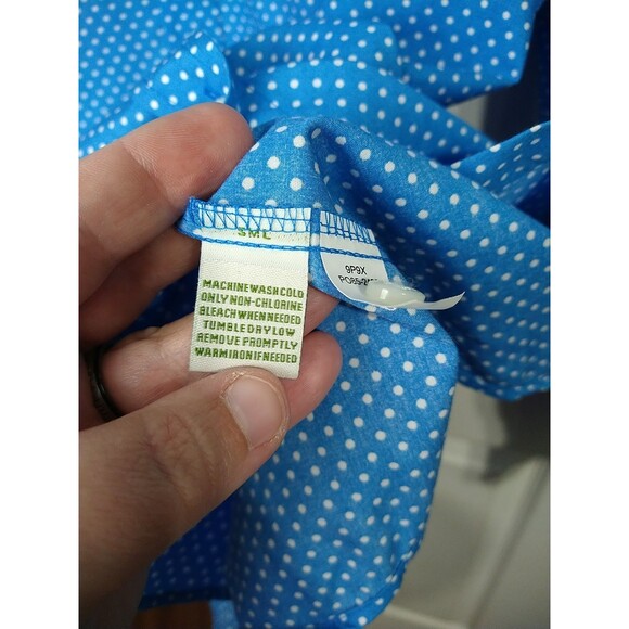 Orvis Woman 8 Blue White Polka Dot Wrinkle Resist LS Button Business Casual... - Picture 7 of 8